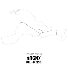 MAGNY Val-d'Oise. Minimalistic street map with black and white lines.