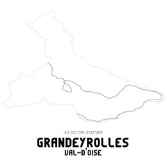 GRANDEYROLLES Val-d'Oise. Minimalistic street map with black and white lines.
