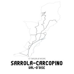 SARROLA-CARCOPINO Val-d'Oise. Minimalistic street map with black and white lines.