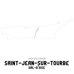 SAINT-JEAN-SUR-TOURBE Val-d'Oise. Minimalistic street map with black and white lines.