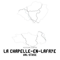 LA CHAPELLE-EN-LAFAYE Val-d'Oise. Minimalistic street map with black and white lines.