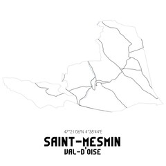 SAINT-MESMIN Val-d'Oise. Minimalistic street map with black and white lines.