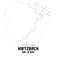 HIRTZBACH Val-d'Oise. Minimalistic street map with black and white lines.