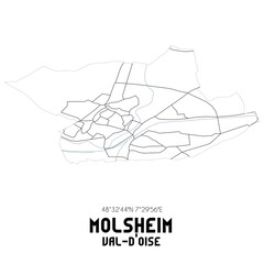 MOLSHEIM Val-d'Oise. Minimalistic street map with black and white lines.