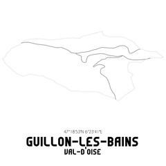 GUILLON-LES-BAINS Val-d'Oise. Minimalistic street map with black and white lines.