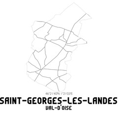 SAINT-GEORGES-LES-LANDES Val-d'Oise. Minimalistic street map with black and white lines.