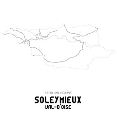 SOLEYMIEUX Val-d'Oise. Minimalistic street map with black and white lines.