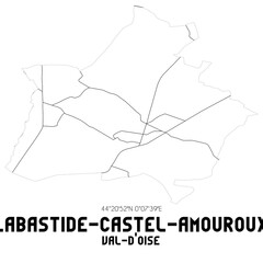 LABASTIDE-CASTEL-AMOUROUX Val-d'Oise. Minimalistic street map with black and white lines.