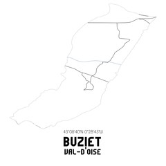 BUZIET Val-d'Oise. Minimalistic street map with black and white lines.