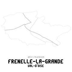 FRENELLE-LA-GRANDE Val-d'Oise. Minimalistic street map with black and white lines.