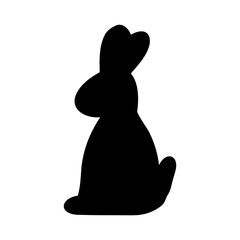 Easter bunny silhouette. Cute cartoon rabbits for greeting card or stickers. Vector funny logo design.