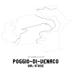 POGGIO-DI-VENACO Val-d'Oise. Minimalistic street map with black and white lines.