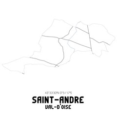 SAINT-ANDRE Val-d'Oise. Minimalistic street map with black and white lines.
