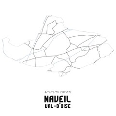 NAVEIL Val-d'Oise. Minimalistic street map with black and white lines.