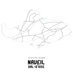 Obraz premium NAVEIL Val-d'Oise. Minimalistic street map with black and white lines.