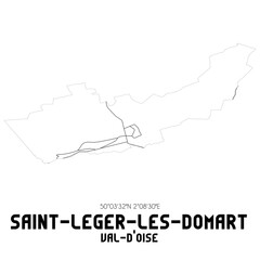 SAINT-LEGER-LES-DOMART Val-d'Oise. Minimalistic street map with black and white lines.
