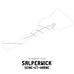 SALPERWICK Seine-et-Marne. Minimalistic street map with black and white lines.