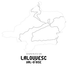 LALOUVESC Val-d'Oise. Minimalistic street map with black and white lines.