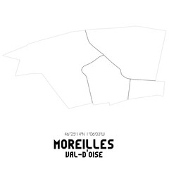MOREILLES Val-d'Oise. Minimalistic street map with black and white lines.