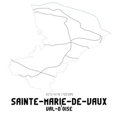 SAINTE-MARIE-DE-VAUX Val-d'Oise. Minimalistic street map with black and white lines.