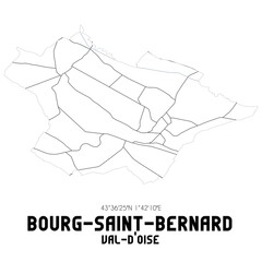 BOURG-SAINT-BERNARD Val-d'Oise. Minimalistic street map with black and white lines.
