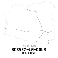 BESSEY-LA-COUR Val-d'Oise. Minimalistic street map with black and white lines.