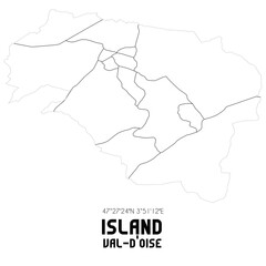 ISLAND Val-d'Oise. Minimalistic street map with black and white lines.