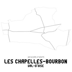 LES CHAPELLES-BOURBON Val-d'Oise. Minimalistic street map with black and white lines.