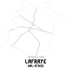 LAFRAYE Val-d'Oise. Minimalistic street map with black and white lines.