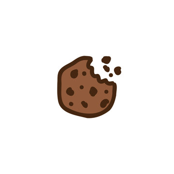 recommend clip art: Chocolate chip cookies. Bitten cookie crumbs. Vector hand drawn illustration