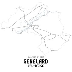 GENELARD Val-d'Oise. Minimalistic street map with black and white lines.