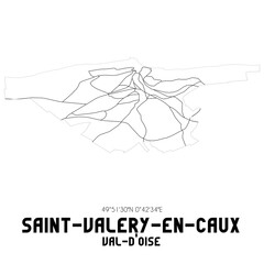 SAINT-VALERY-EN-CAUX Val-d'Oise. Minimalistic street map with black and white lines.
