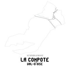 LA COMPOTE Val-d'Oise. Minimalistic street map with black and white lines.