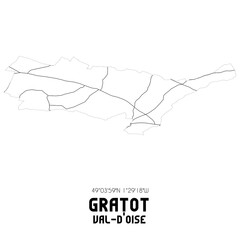 Fototapeta premium GRATOT Val-d'Oise. Minimalistic street map with black and white lines.