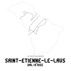 SAINT-ETIENNE-LE-LAUS Val-d'Oise. Minimalistic street map with black and white lines.
