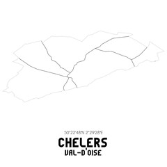 CHELERS Val-d'Oise. Minimalistic street map with black and white lines.