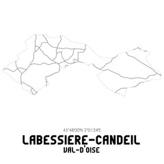 LABESSIERE-CANDEIL Val-d'Oise. Minimalistic street map with black and white lines.