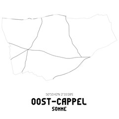 OOST-CAPPEL Somme. Minimalistic street map with black and white lines.