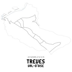 TREVES Val-d'Oise. Minimalistic street map with black and white lines.