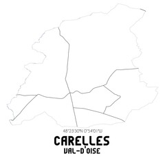 CARELLES Val-d'Oise. Minimalistic street map with black and white lines.