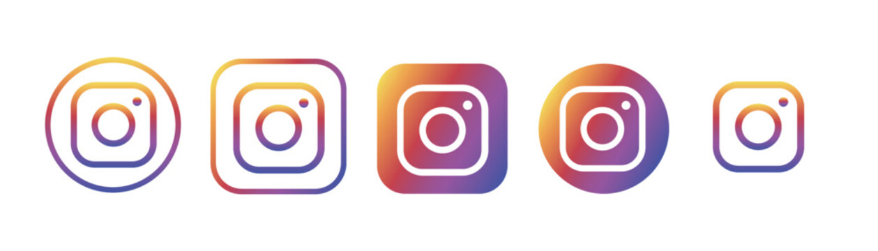 Set of vector instagram social network icons on transparent background. EPS and PNG images.