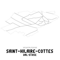 SAINT-HILAIRE-COTTES Val-d'Oise. Minimalistic street map with black and white lines.