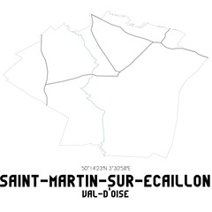 SAINT-MARTIN-SUR-ECAILLON Val-d'Oise. Minimalistic street map with black and white lines.