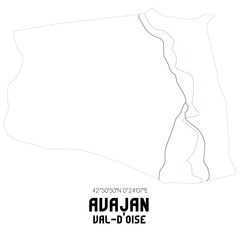 AVAJAN Val-d'Oise. Minimalistic street map with black and white lines.
