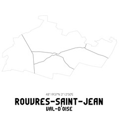 ROUVRES-SAINT-JEAN Val-d'Oise. Minimalistic street map with black and white lines.