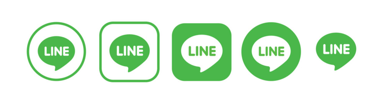 Set of vector line social network icons on transparent background. EPS and PNG images.