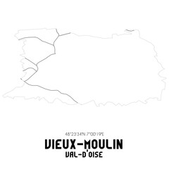 VIEUX-MOULIN Val-d'Oise. Minimalistic street map with black and white lines.