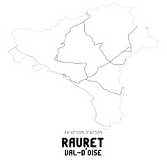RAURET Val-d'Oise. Minimalistic street map with black and white lines.