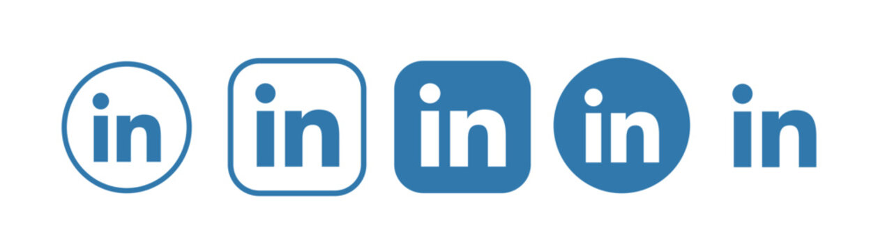 Set of vector linkedin social network icons on transparent background. EPS and PNG images.