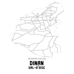 DINAN Val-d'Oise. Minimalistic street map with black and white lines.